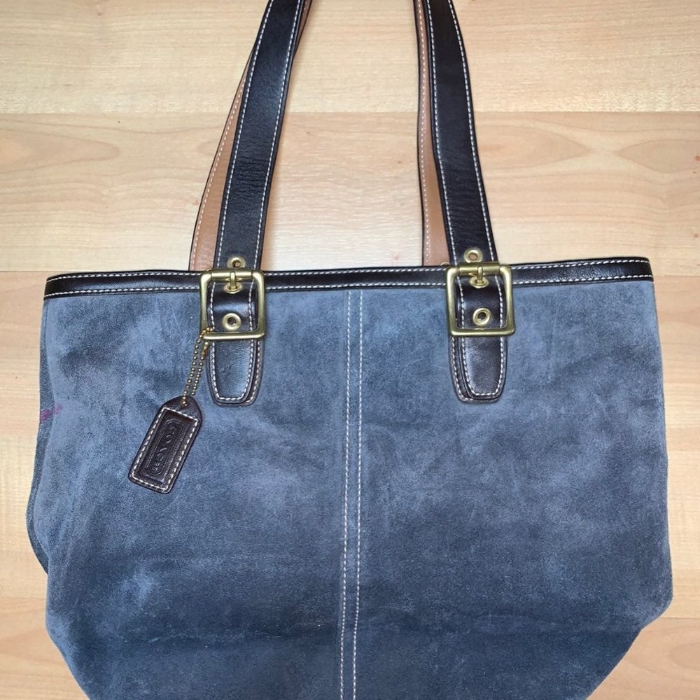 Blue suede Coach purse